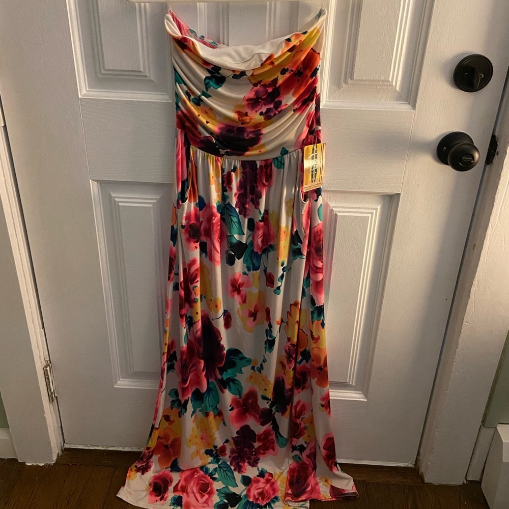 Strapless Floral Maxi Dress